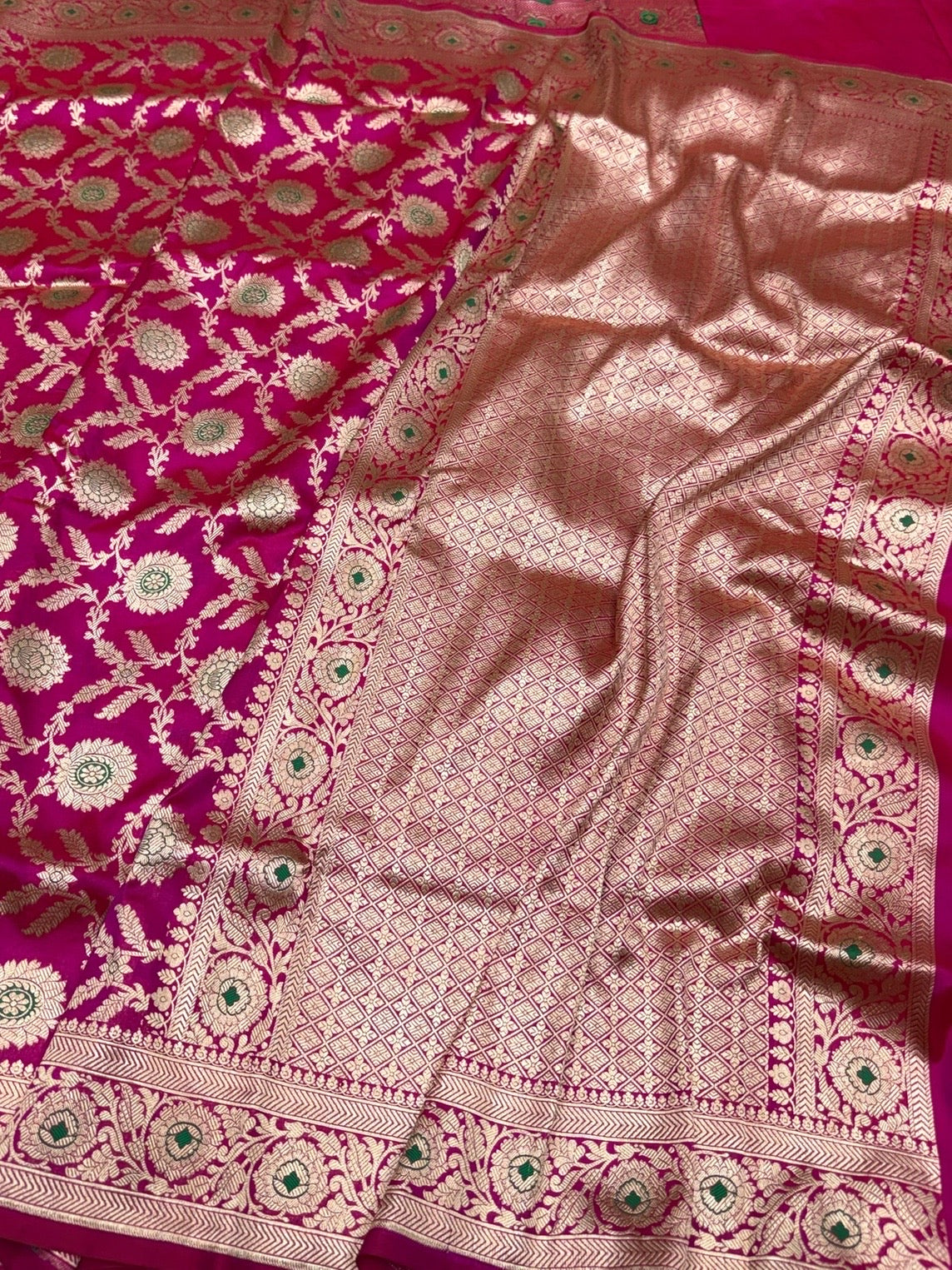 Rani Pink Banarasi Minakari Pure Katan Silk Saree Pure Silk
