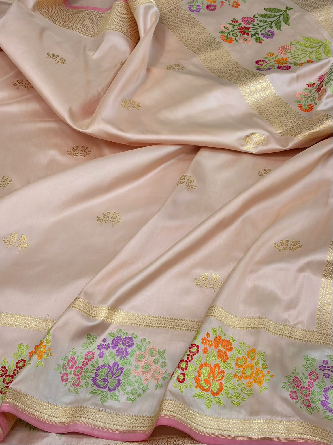 Peach Handwoven Banarasi Pure Katan Silk Saree
