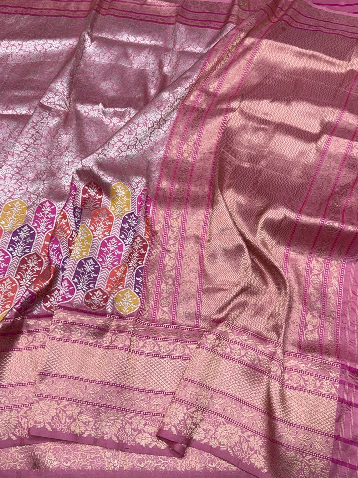 Baby Pink Handwoven Pure Banarasi Silk Kadwa Saree – 100% Pure Katan Mulberry Silk, Premium Brocade Weave