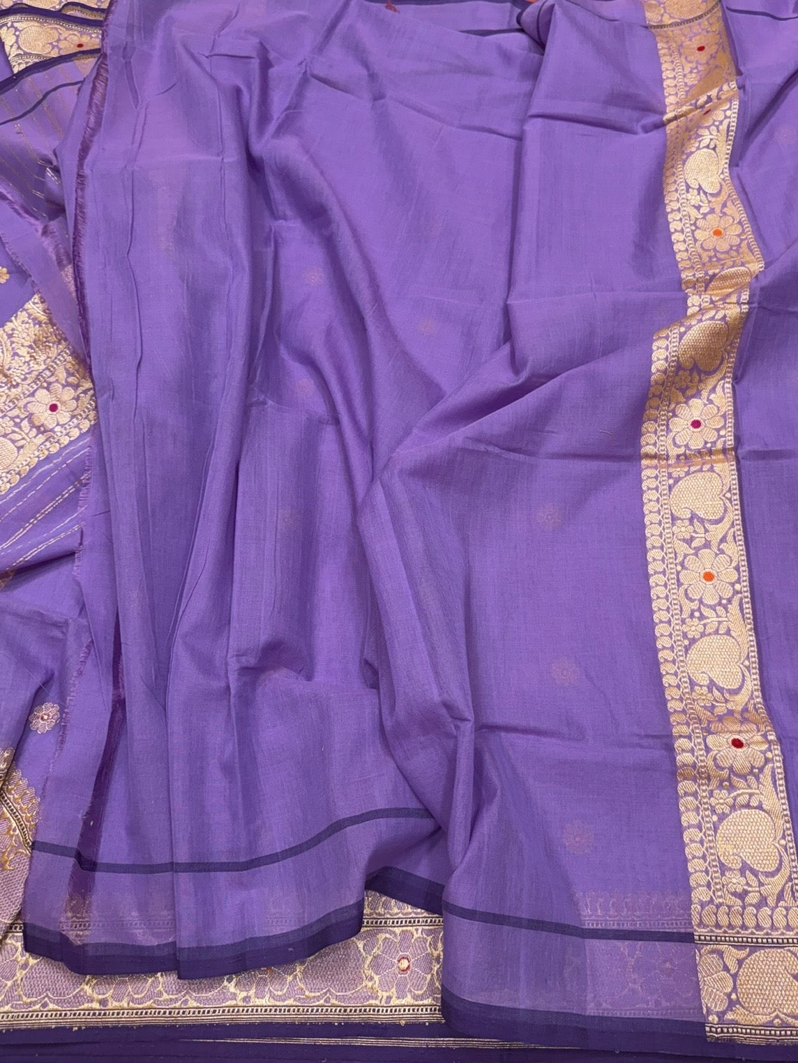 Lavender Handwoven Banarasi Pure Cotton Saree