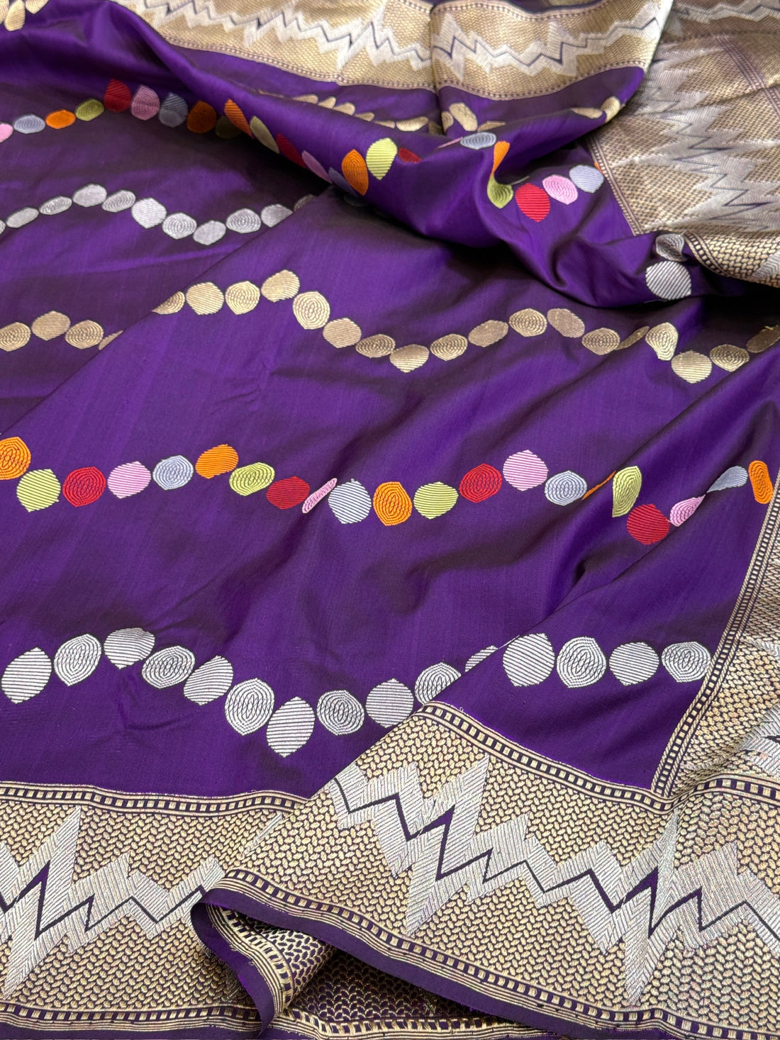 Purple Handwoven Pure Banarasi Silk Saree