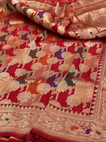 Red Rangkaat Pure Banarasi Saree