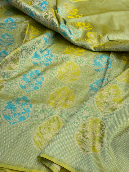 Banarasi Minakari Pure Silk Brocade Saree | 100% Pure Katan Silk Handwoven in Banaras