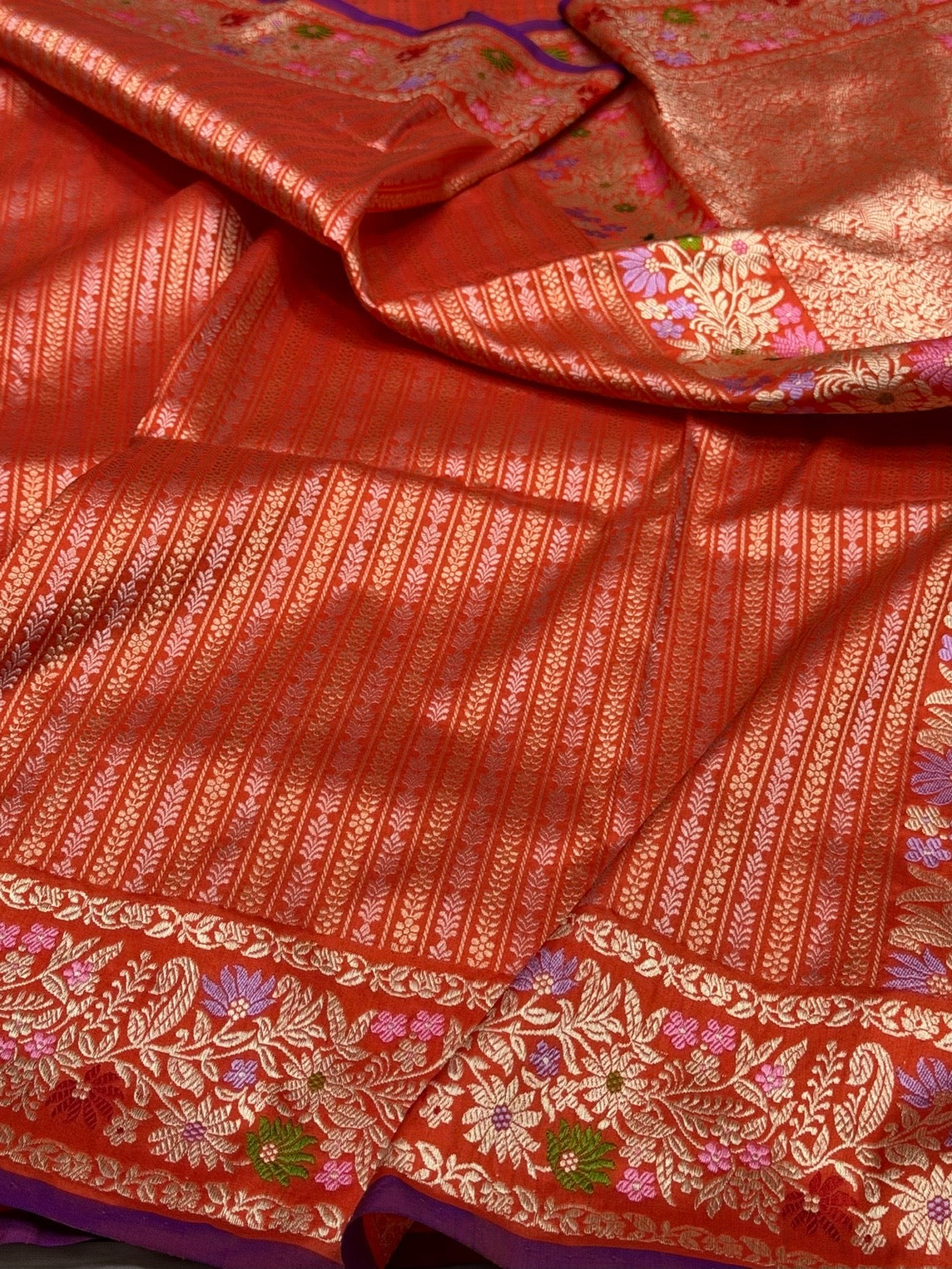 Orange Handwoven Banarasi Katan Silk Saree