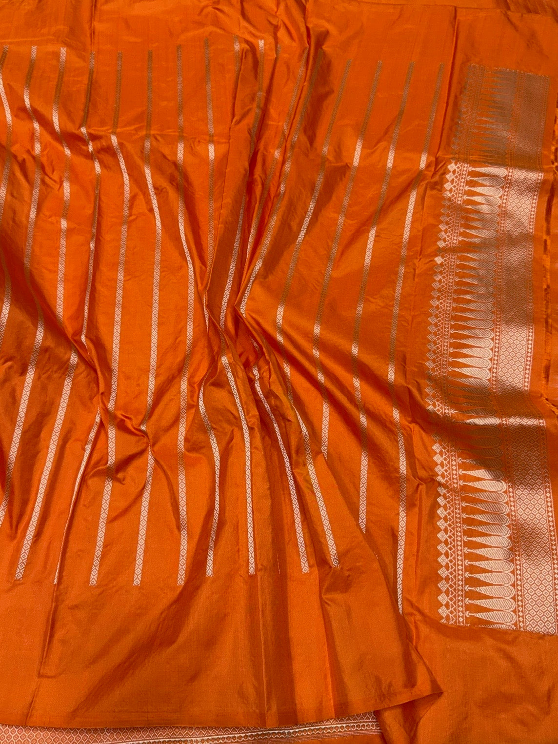 Orange Handwoven Pure Banarasi Silk Saree
