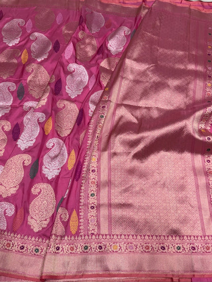 Gajiri Pink Handwoven Pure Banarasi Silk Saree