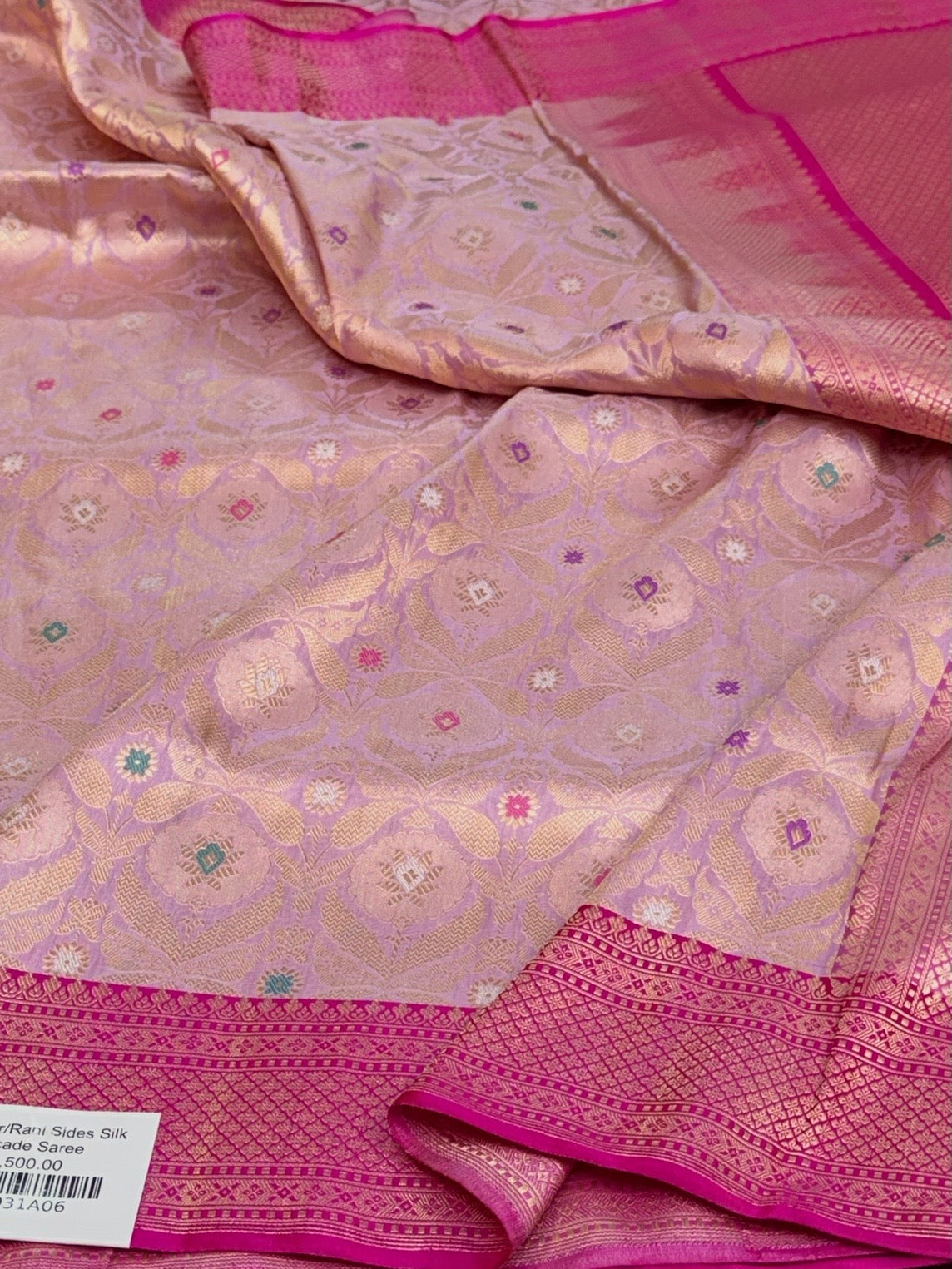 Baby Pink Handwoven Banarasi Pure Silk Brocade Saree