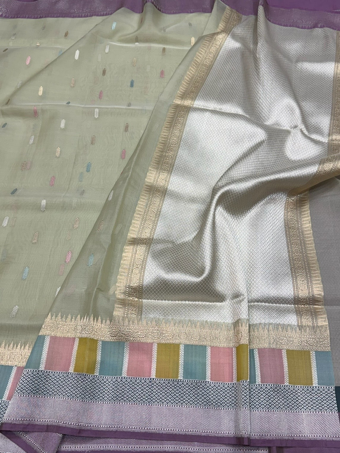 Mint Green Handwoven Pure Organza Silk Saree