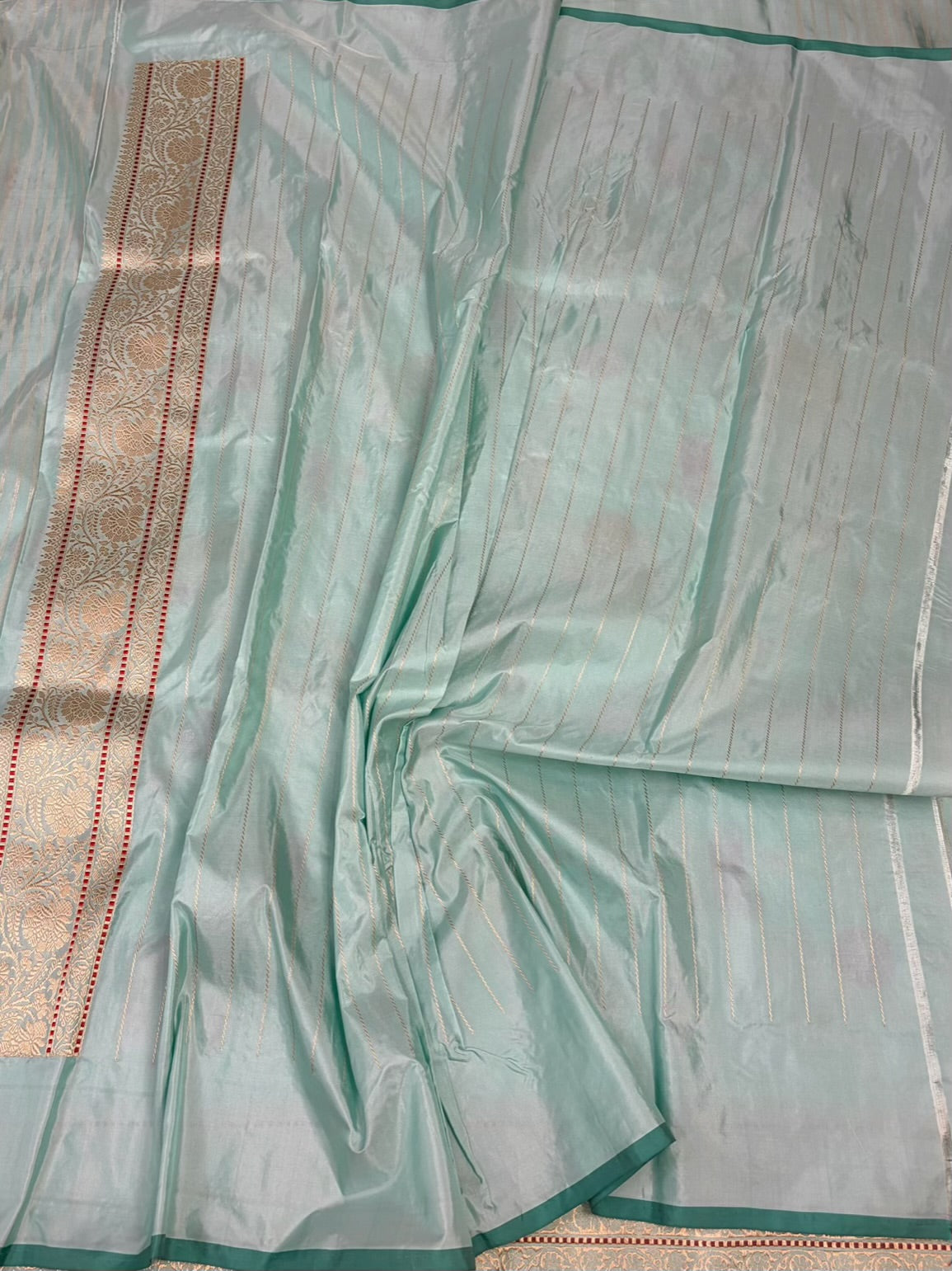 Sky Blue Handwoven Pure Banarasi Katan Silk Saree
