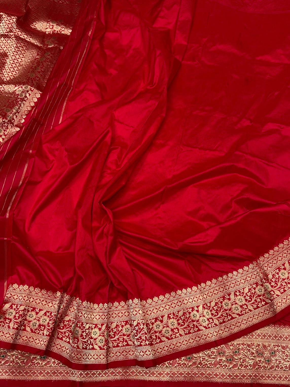 Handwoven Vintage Pure Banarasi Silk Saree – Kadwa Weave in 100% Katan Mulberry Silk
