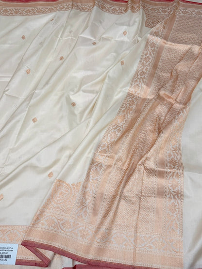 Ivory Ektara Handwoven Pure Silk Banarasi Saree
