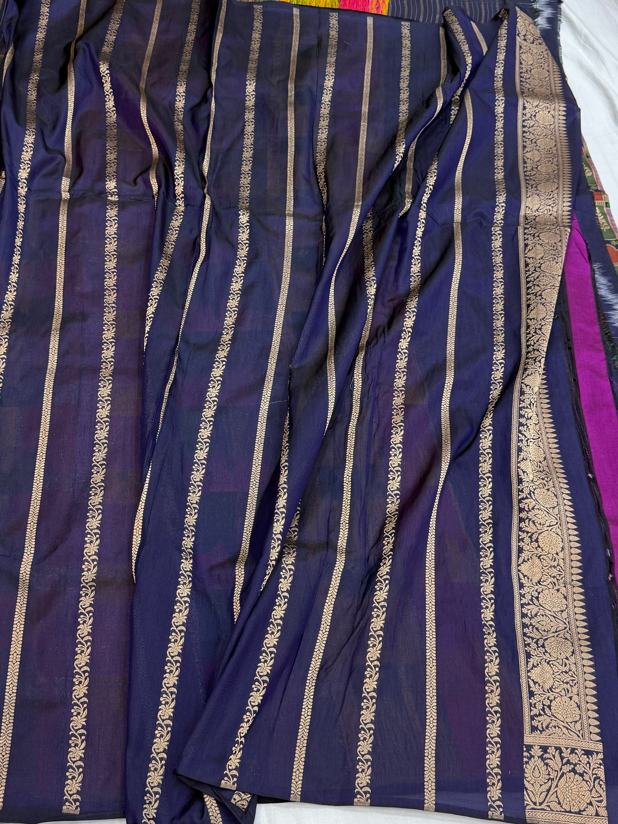 Multicolour Banarasi Pure Silk Saree – Cutwork Weave in 100% Pure Katan Silk