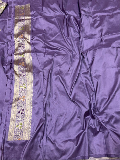Lavender Handwoven Pure Banarasi Silk Saree