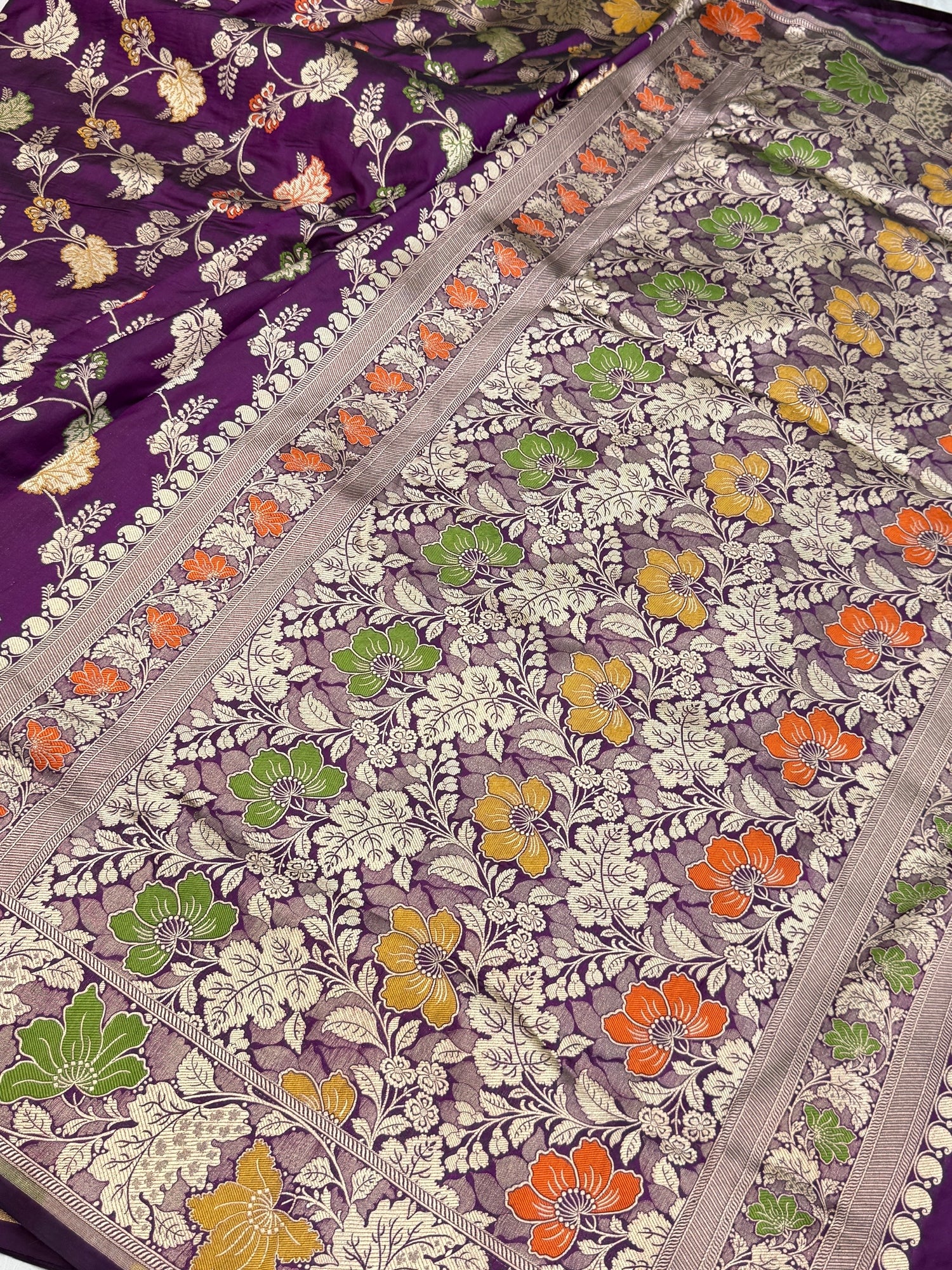 Magenta Banarasi Minakari Pure Silk Saree