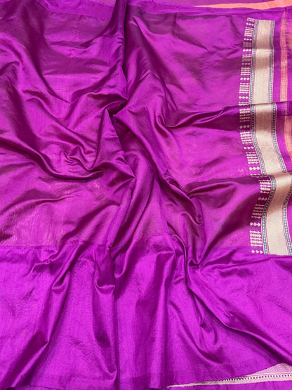 Peach Handwoven Pure Banarasi Tissue Saree