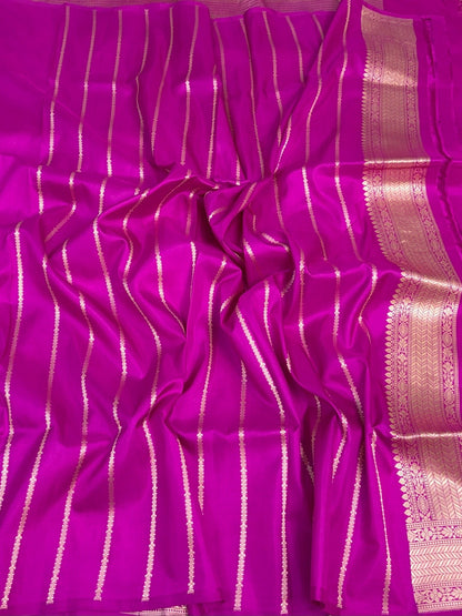 Magenta Pink Banarasi Pure Katan Silk Saree