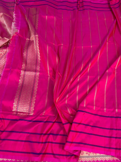 Rani Pink Handwoven Banarasi Pure Katan Silk Saree