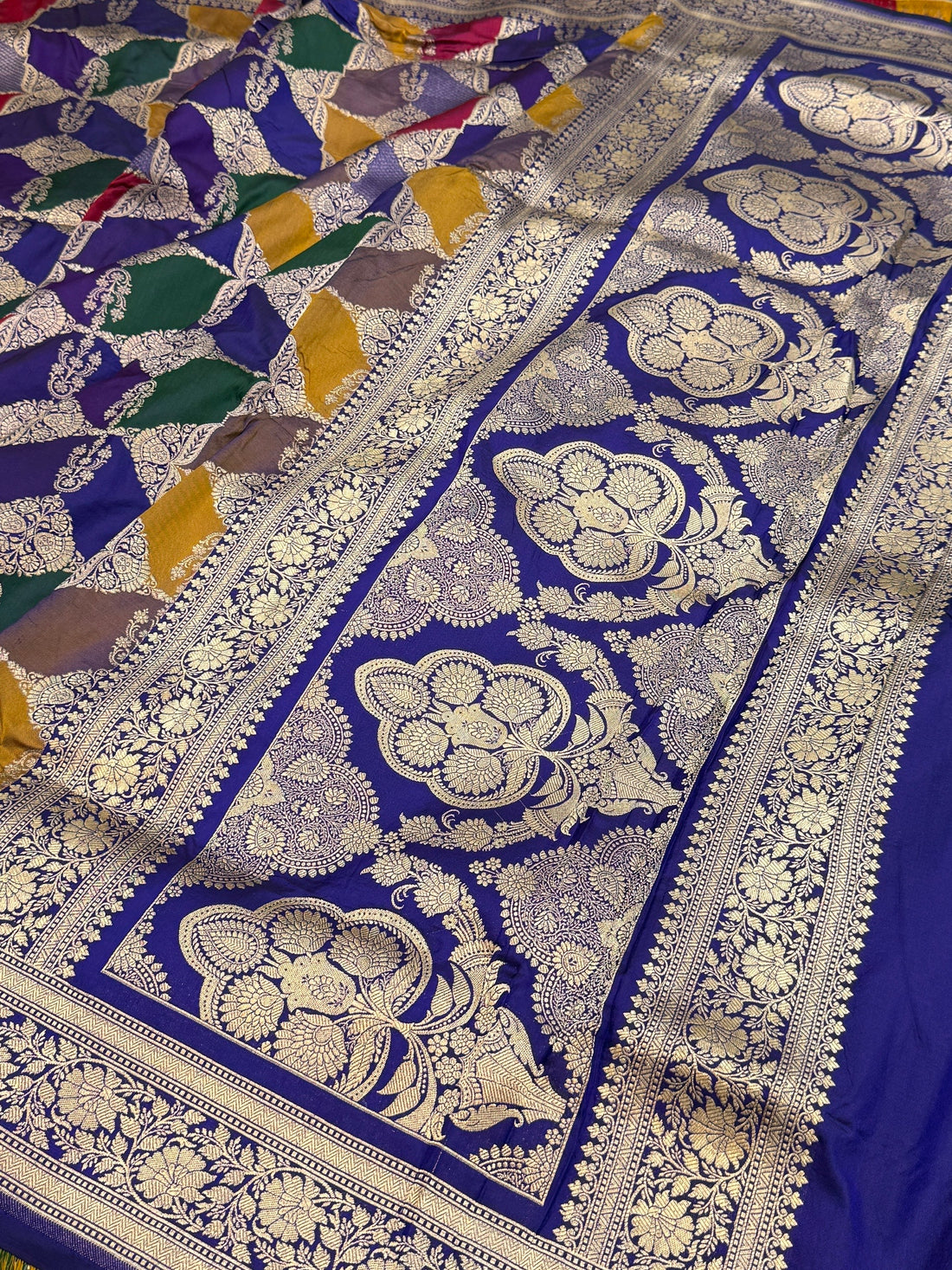 Royal Blue Rangkaat Banarasi Pure Silk Saree