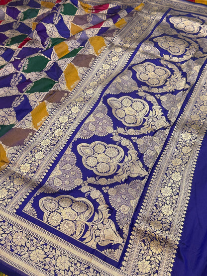Royal Blue Rangkaat Banarasi Pure Silk Saree