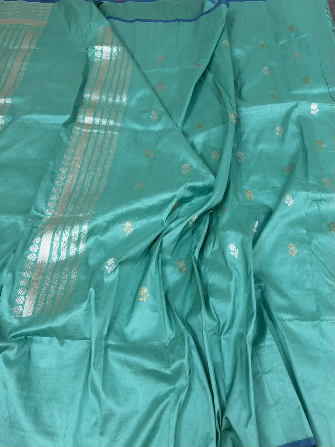 Sea Green Handwoven Pure Banarasi Katan Silk Saree