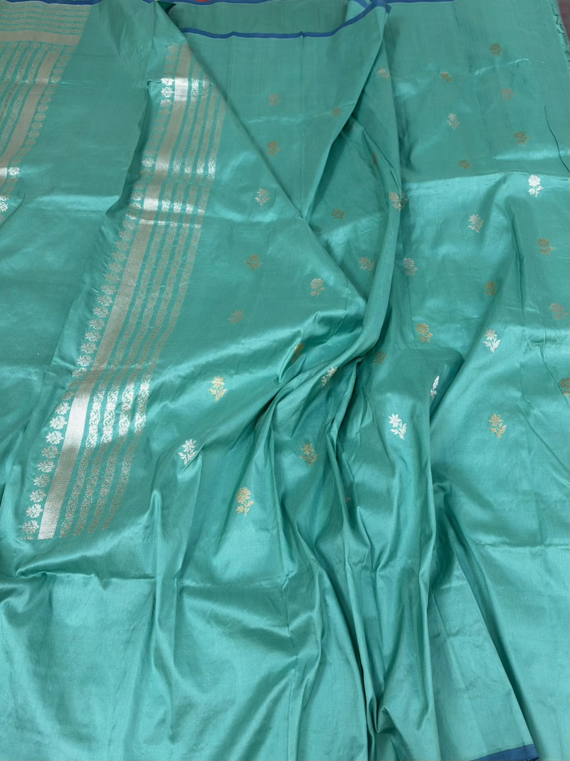 Sea Green Handwoven Pure Banarasi Katan Silk Saree
