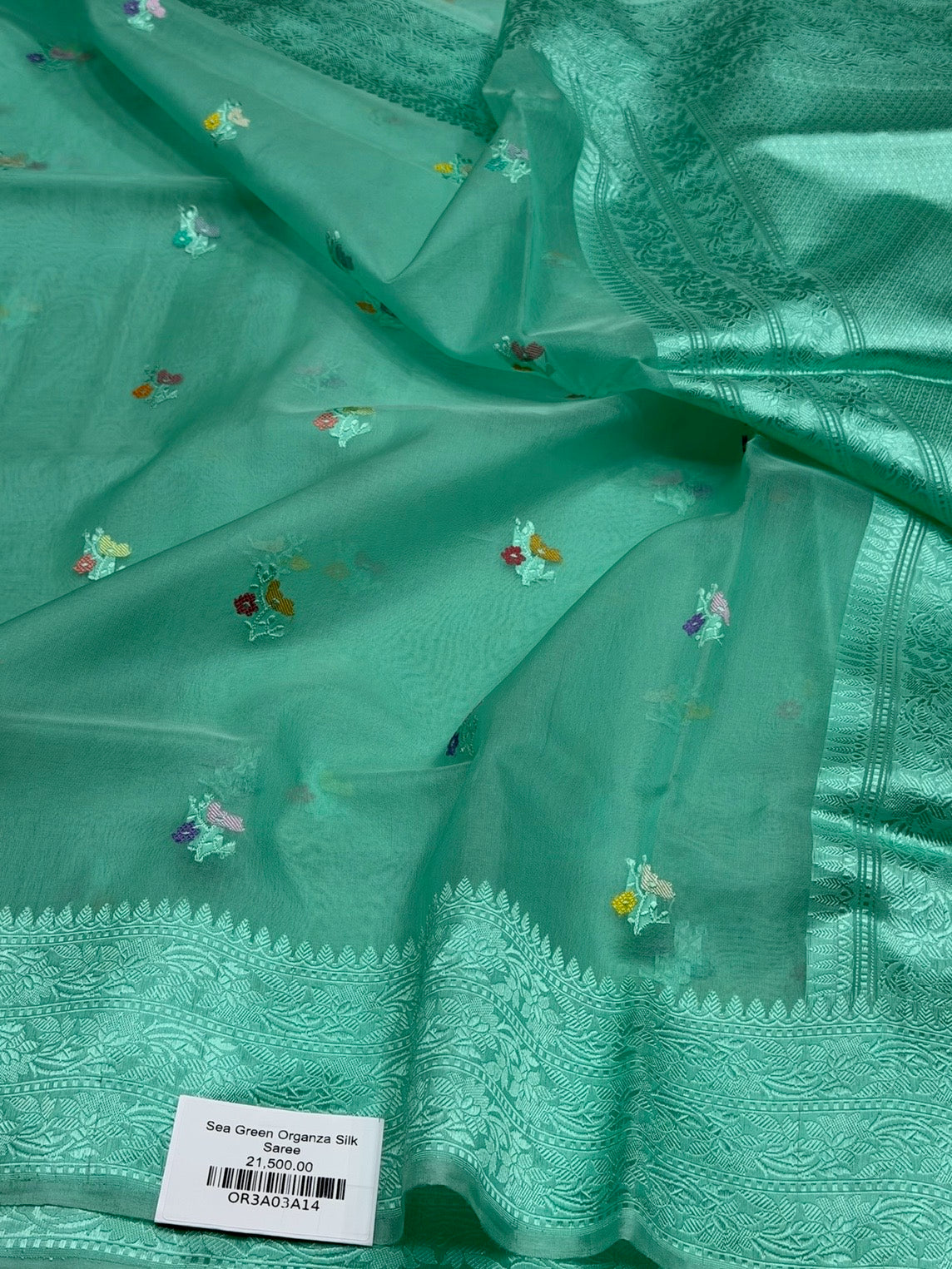 Sea Green Handwoven Pure Organza Silk Saree