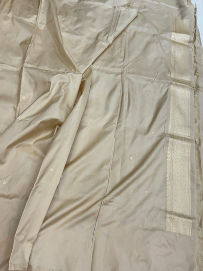Cream Handwoven Pure Banarasi Silk Saree