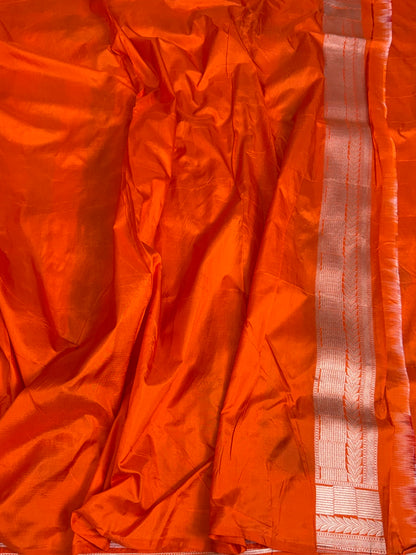 Orange Minakari Banarasi Pure Katan Silk Saree