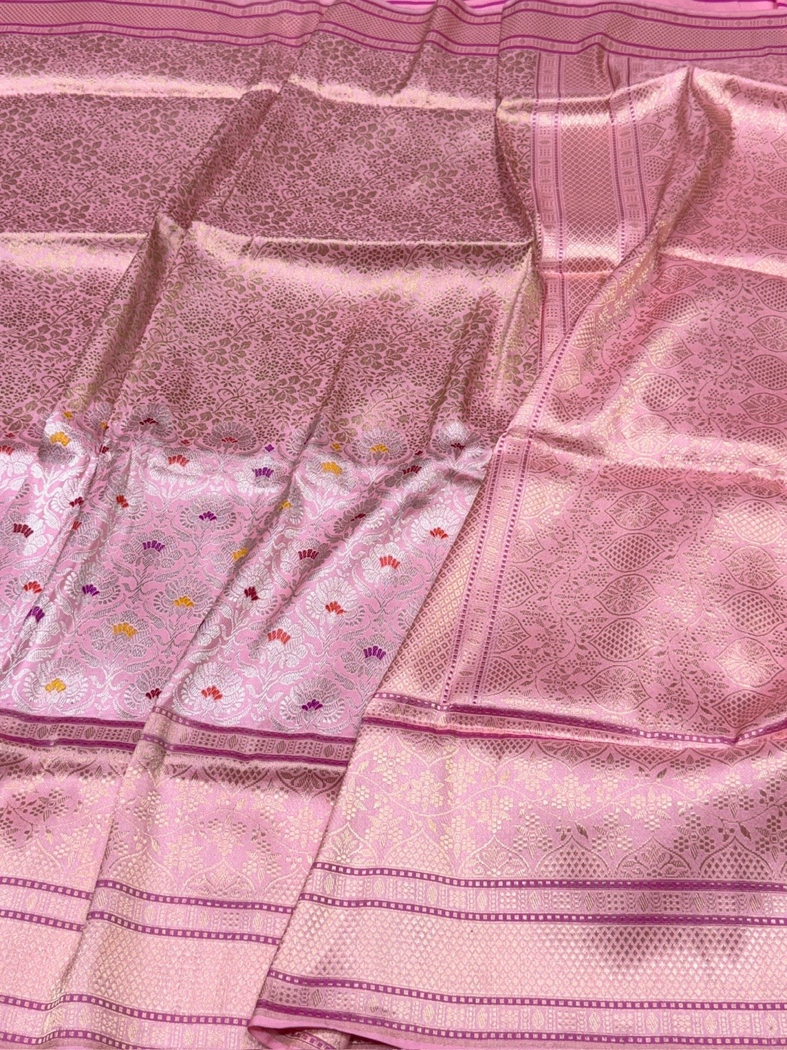 Barbie Pink Handwoven Pure Banarasi Silk Saree