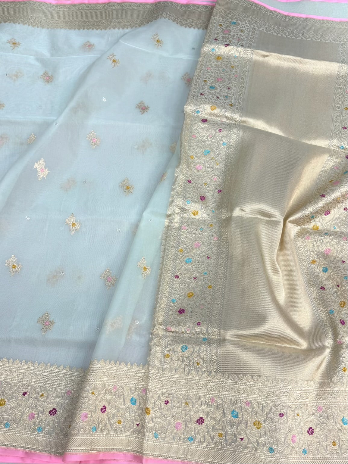 Gajiri Pink Handwoven Pure Organza Silk Saree