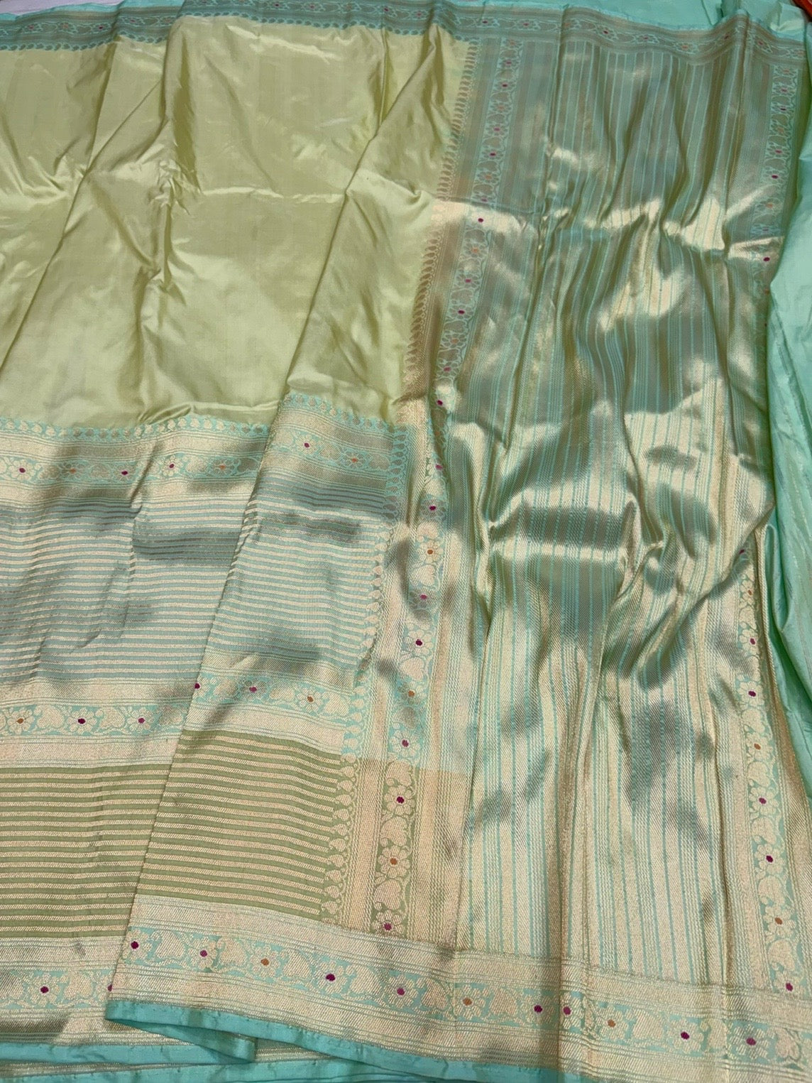 Pista Green Pure Banarasi Katan Silk Saree