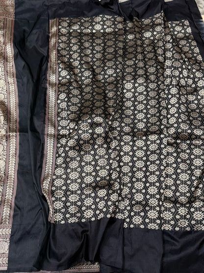 Cream Pure Banarasi Katan Silk Saree – Handwoven Kadwa Booti