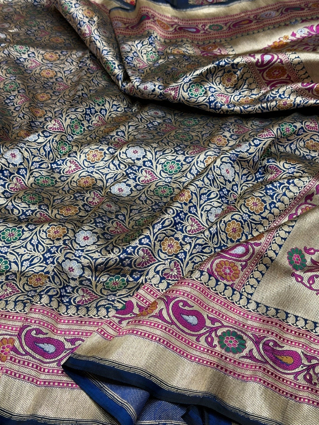 Banarasi Minakari Pure Silk Brocade Saree | 100% Pure Katan Silk with Intricate Brocade Design