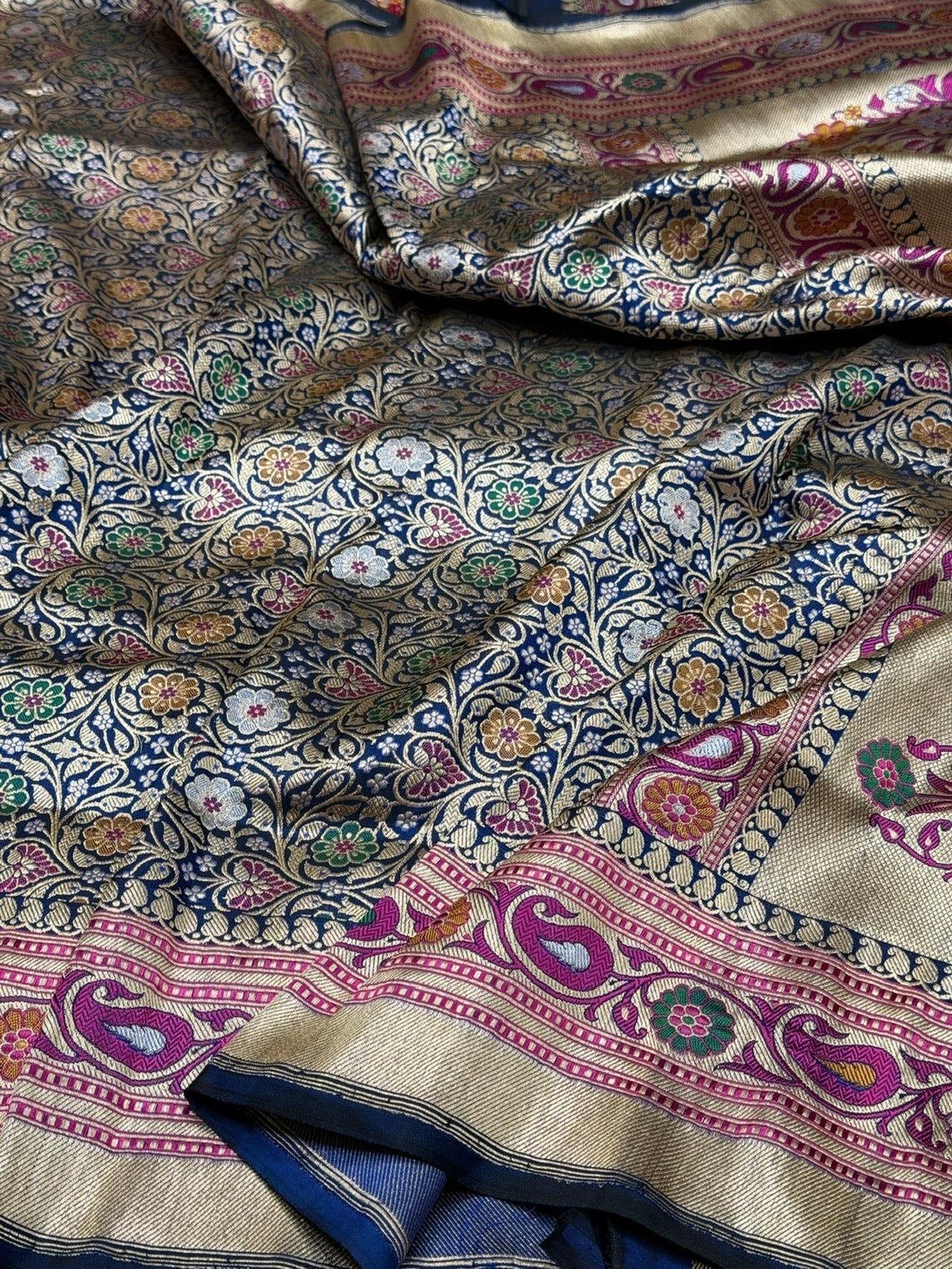 Banarasi Minakari Pure Silk Brocade Saree | 100% Pure Katan Silk with Intricate Brocade Design