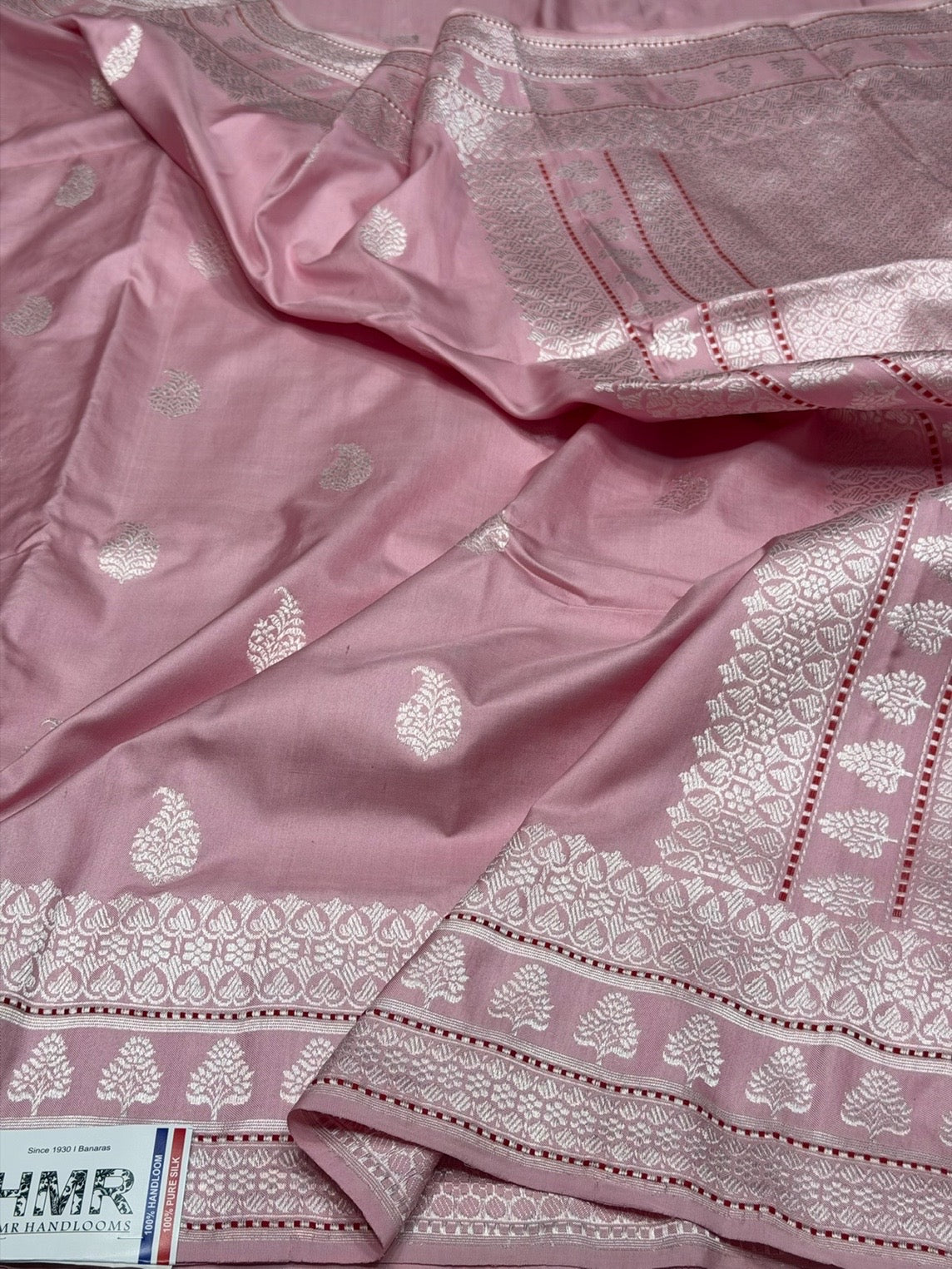 Dusty Rose Pink Handwoven Pure Banarasi Ektara Silk Saree