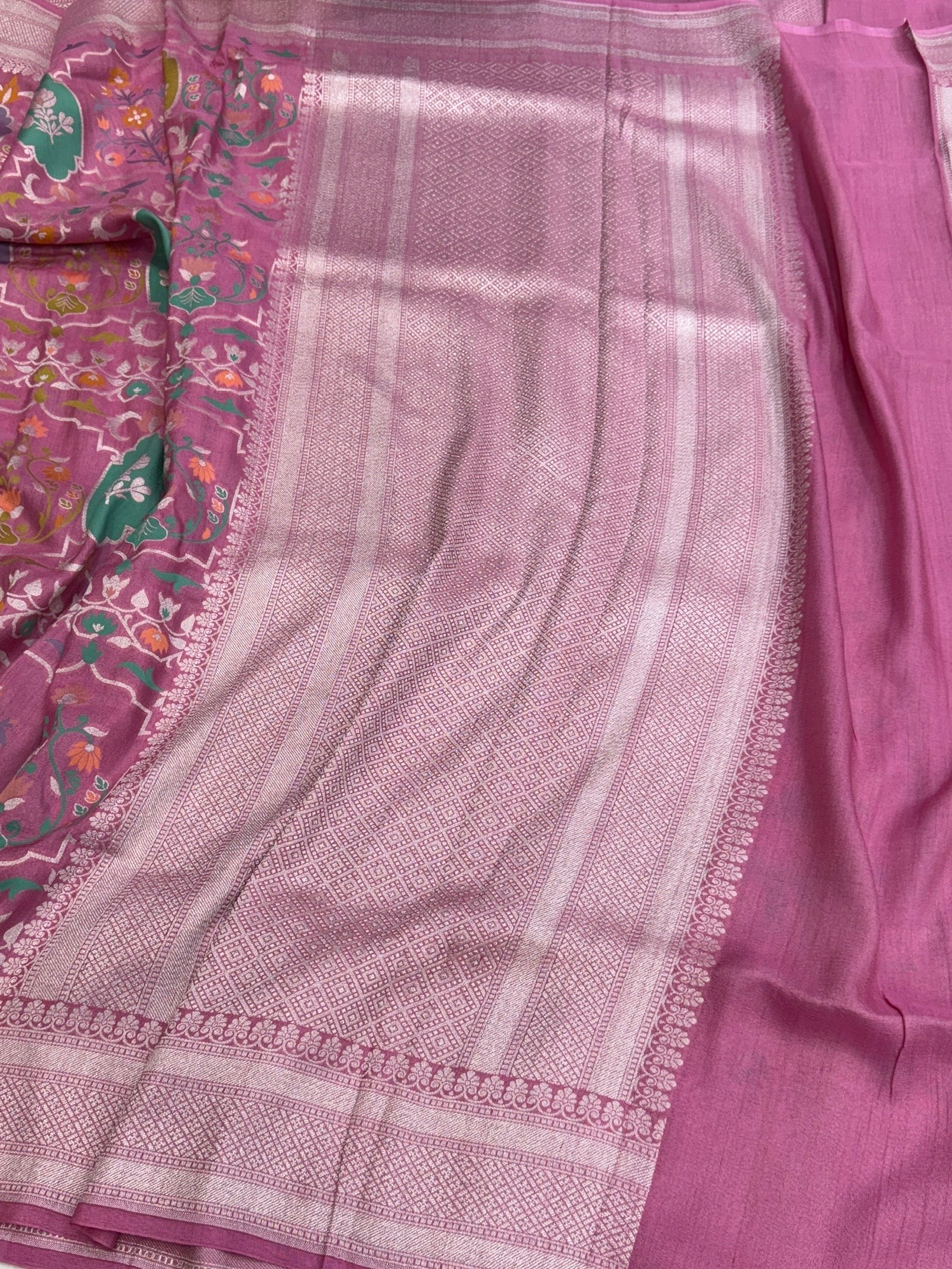 Gajiri Pink Banarasi Pure Tussar Georgette Saree