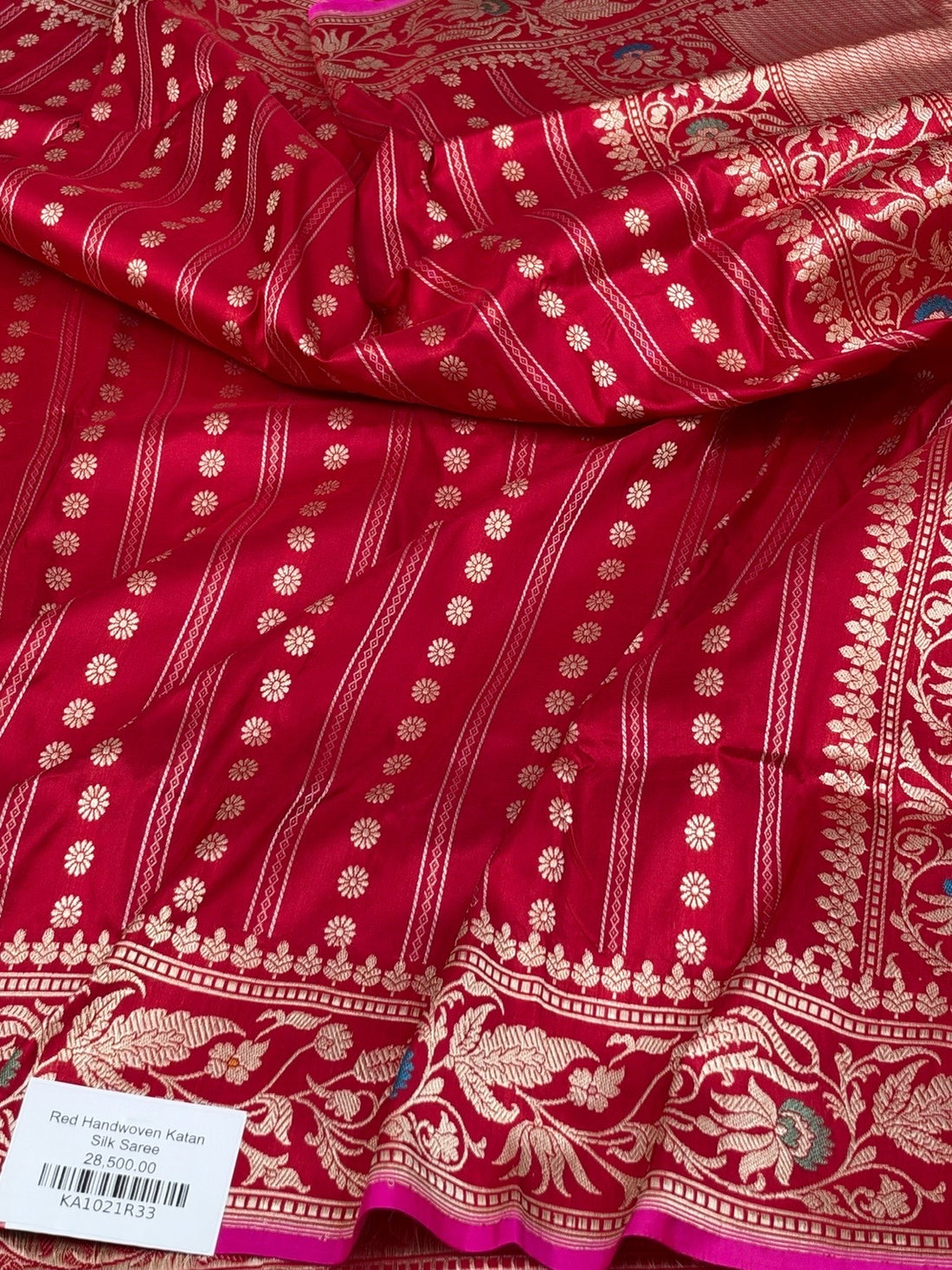 Red Handwoven Pure Banarasi Katan Silk Saree