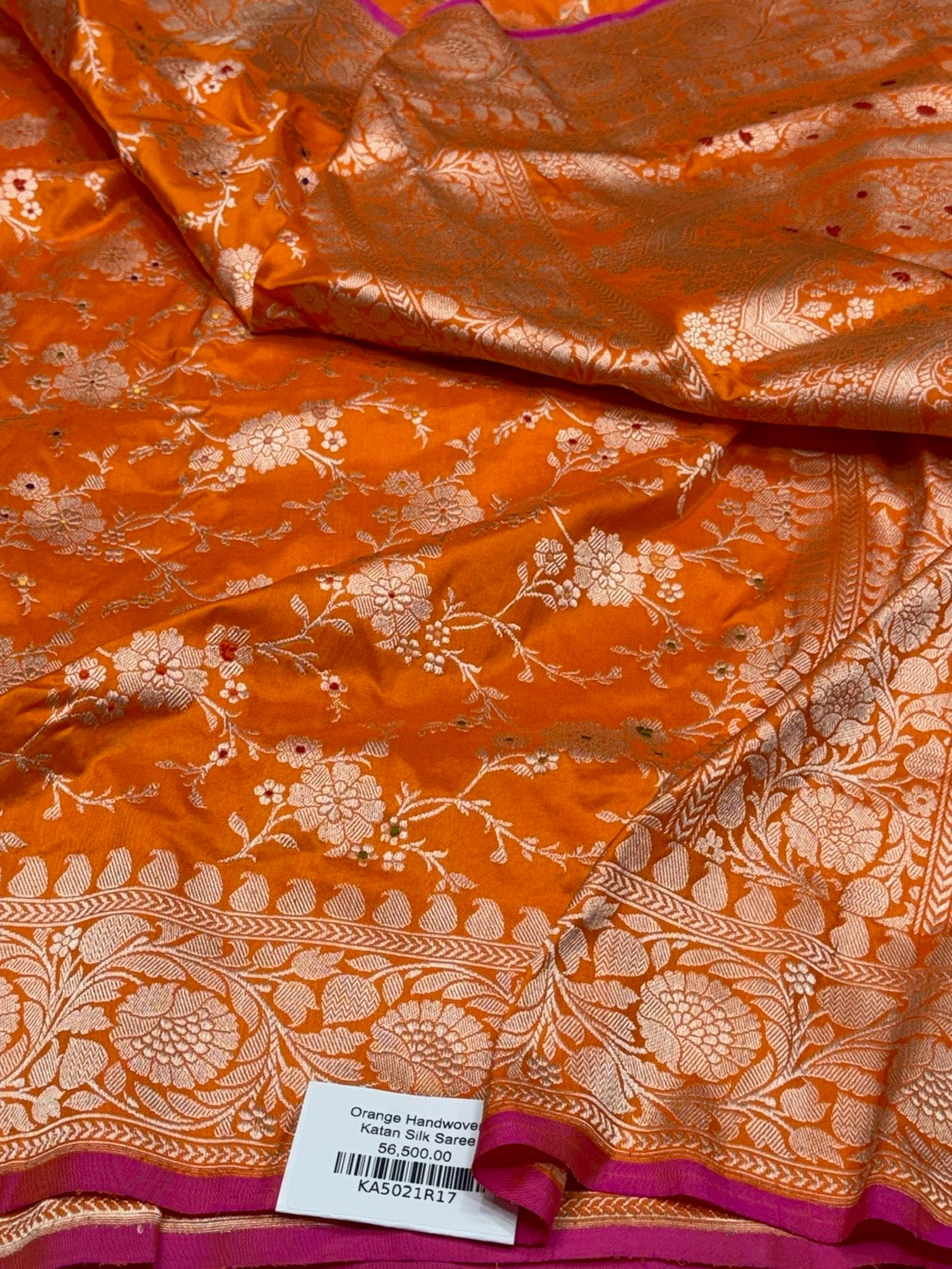 Orange Handwoven Banarasi Pure Silk Saree