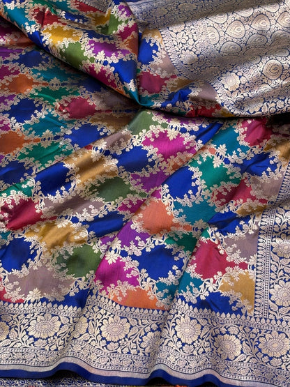 Royal Blue Rangkaat Banarasi Pure Katan Silk Saree