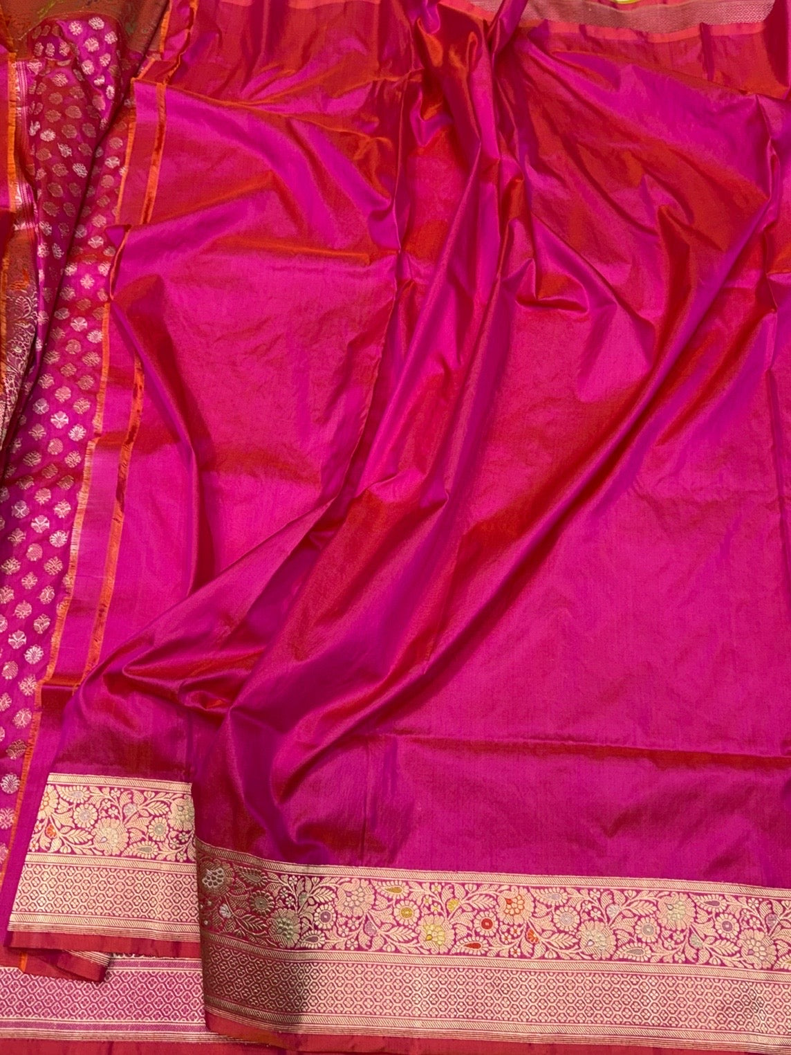 Rani Pink Handwoven Pure Banarasi Silk Saree