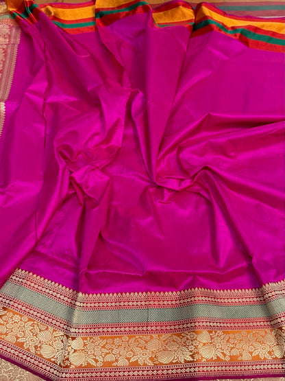 Gajiri Pink Handwoven Pure Banarasi Silk Saree