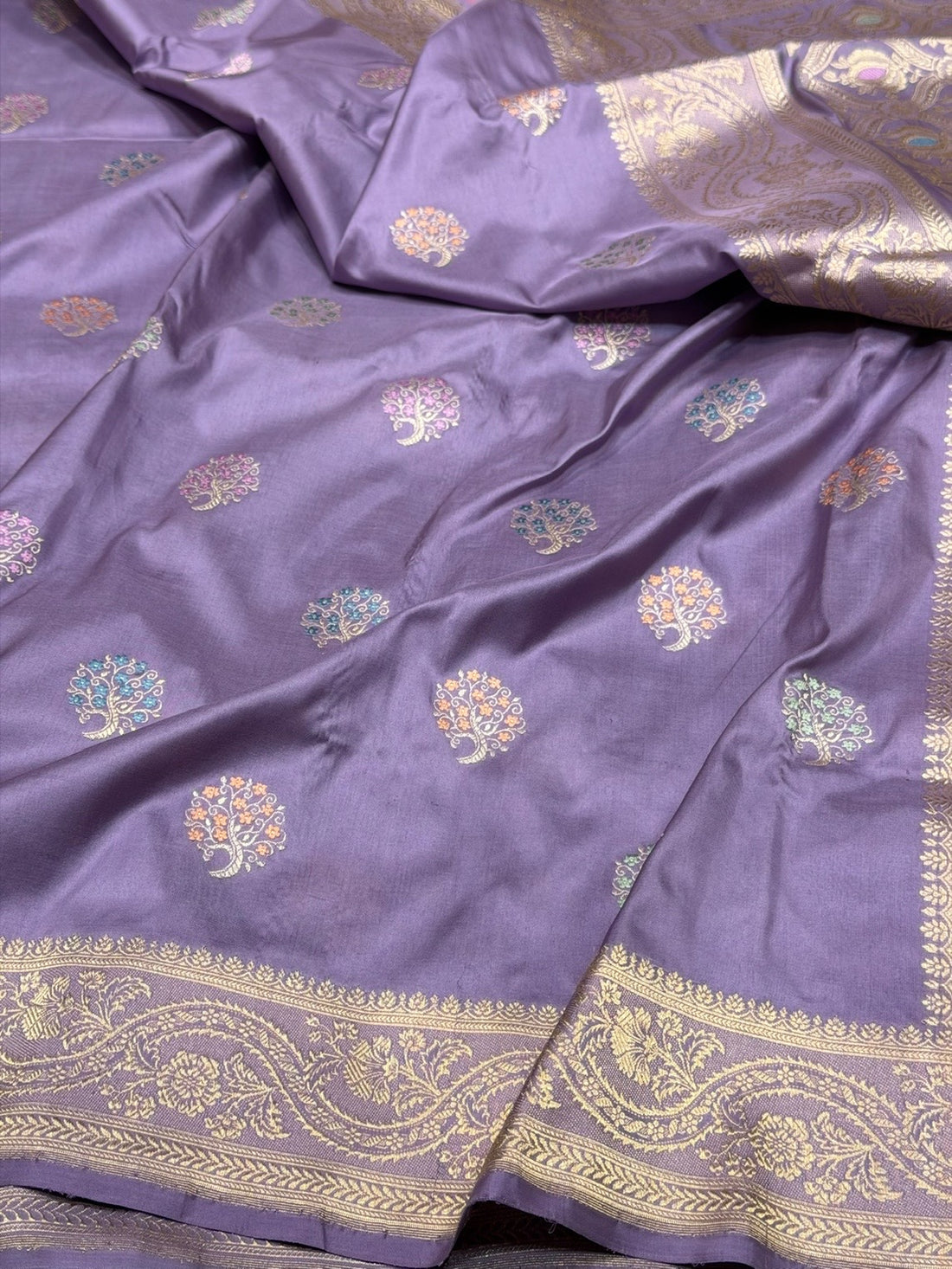 Lavender Handwoven Pure Banarasi Silk Saree