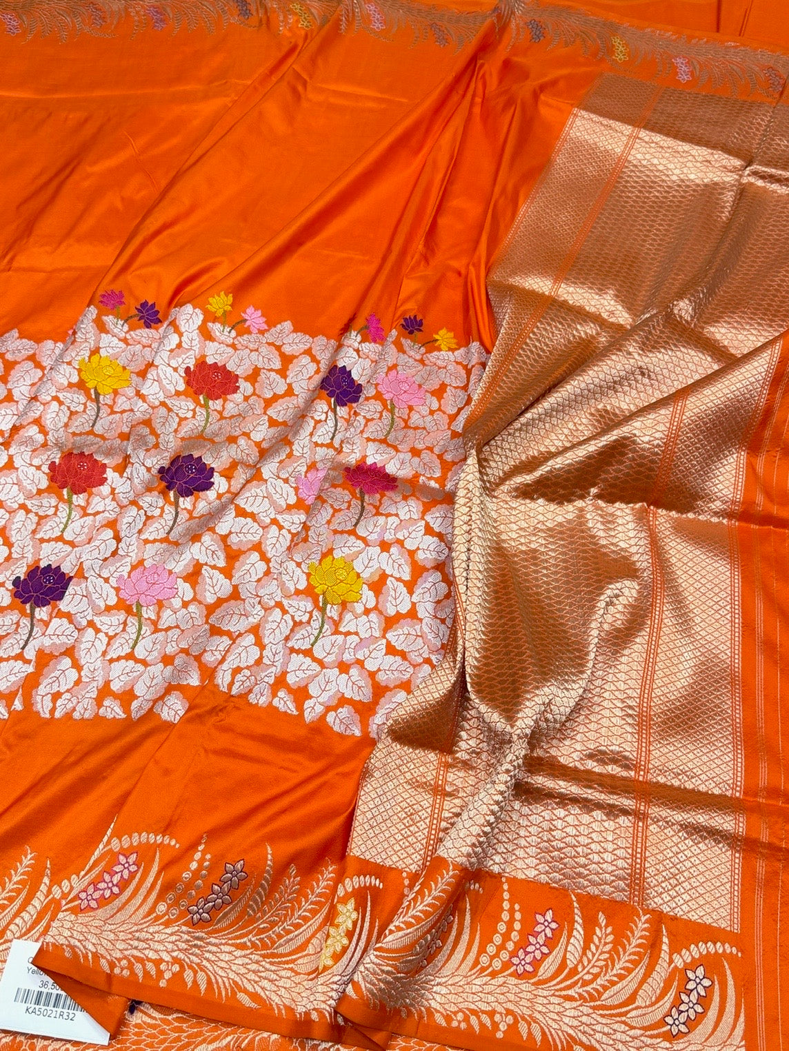 Orange Handwoven Banarasi Pure Silk Saree