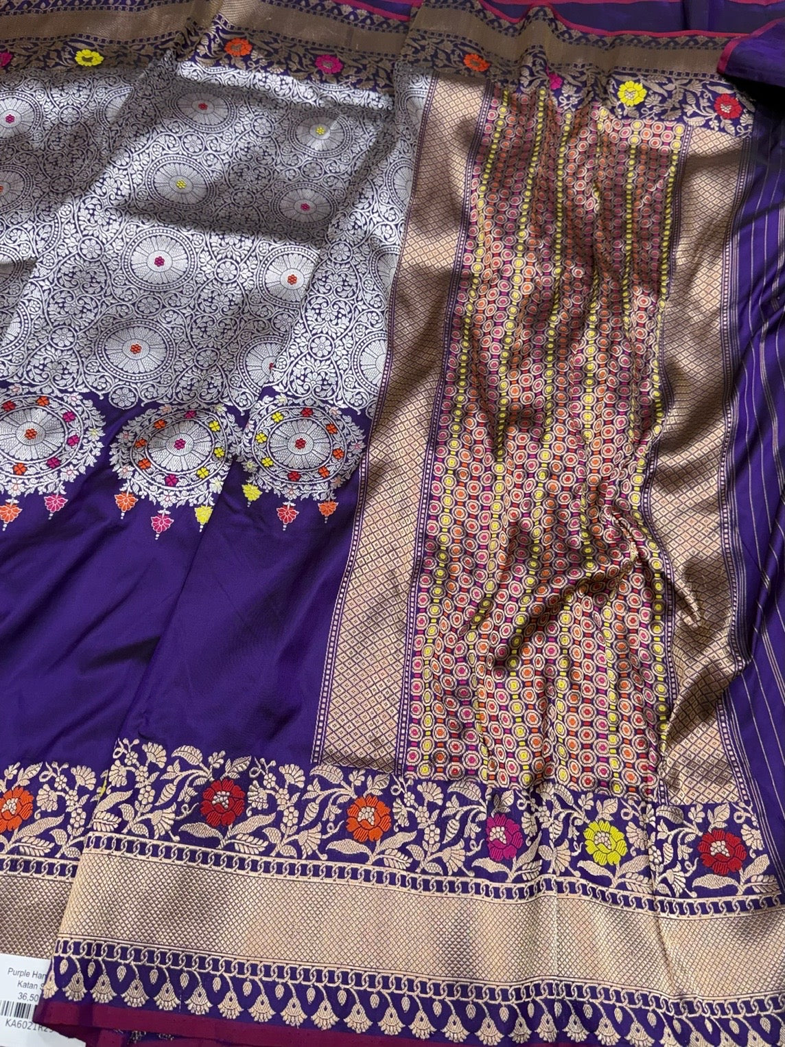 Purple Handwoven Pure Banarasi Silk Saree | Pure Katan Silk