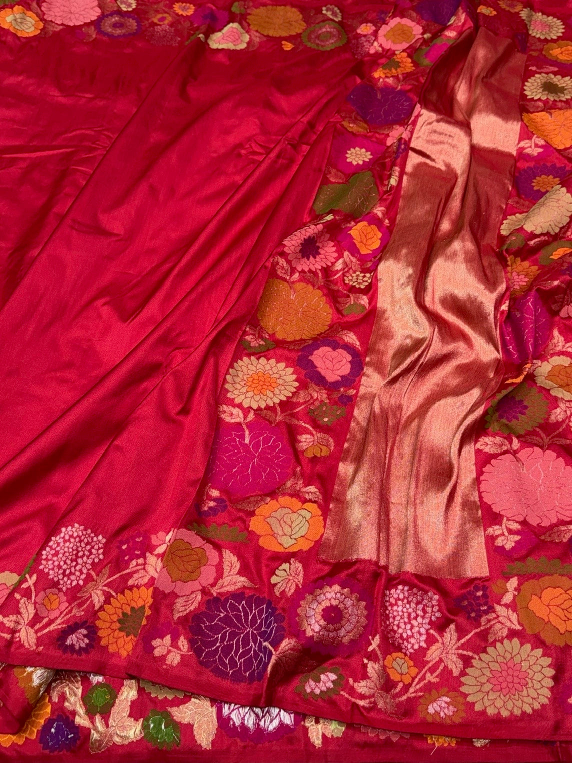 Red Pure Banarasi Ektara Silk Saree – Handwoven Kadwa Booti