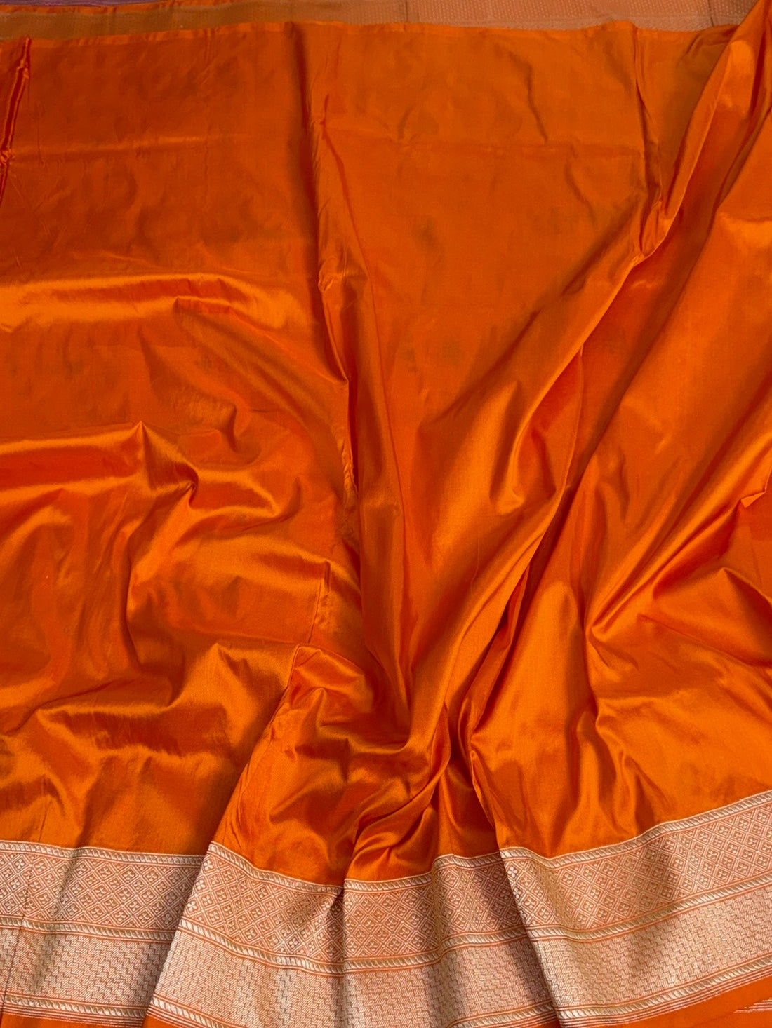 Orange Handwoven Kimkhab Pure Banarasi Silk Brocade Saree