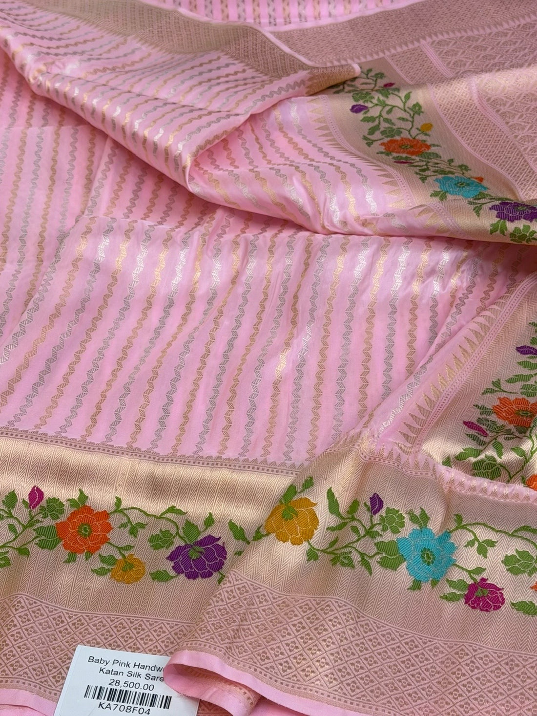 Baby Pink Handwoven Pure Banarasi Silk Saree