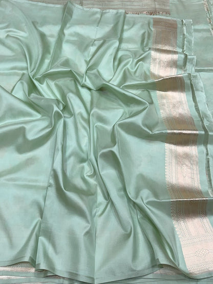 Pista Banarasi Minakari Pure Katan Silk Saree
