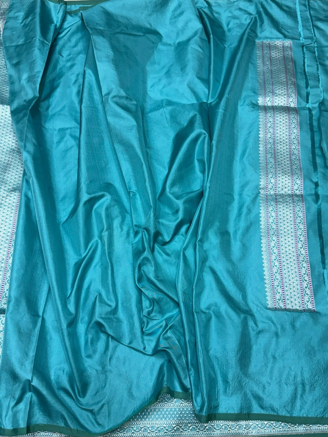 Sea Blue Handwoven Pure Banarasi Ektara Silk Saree