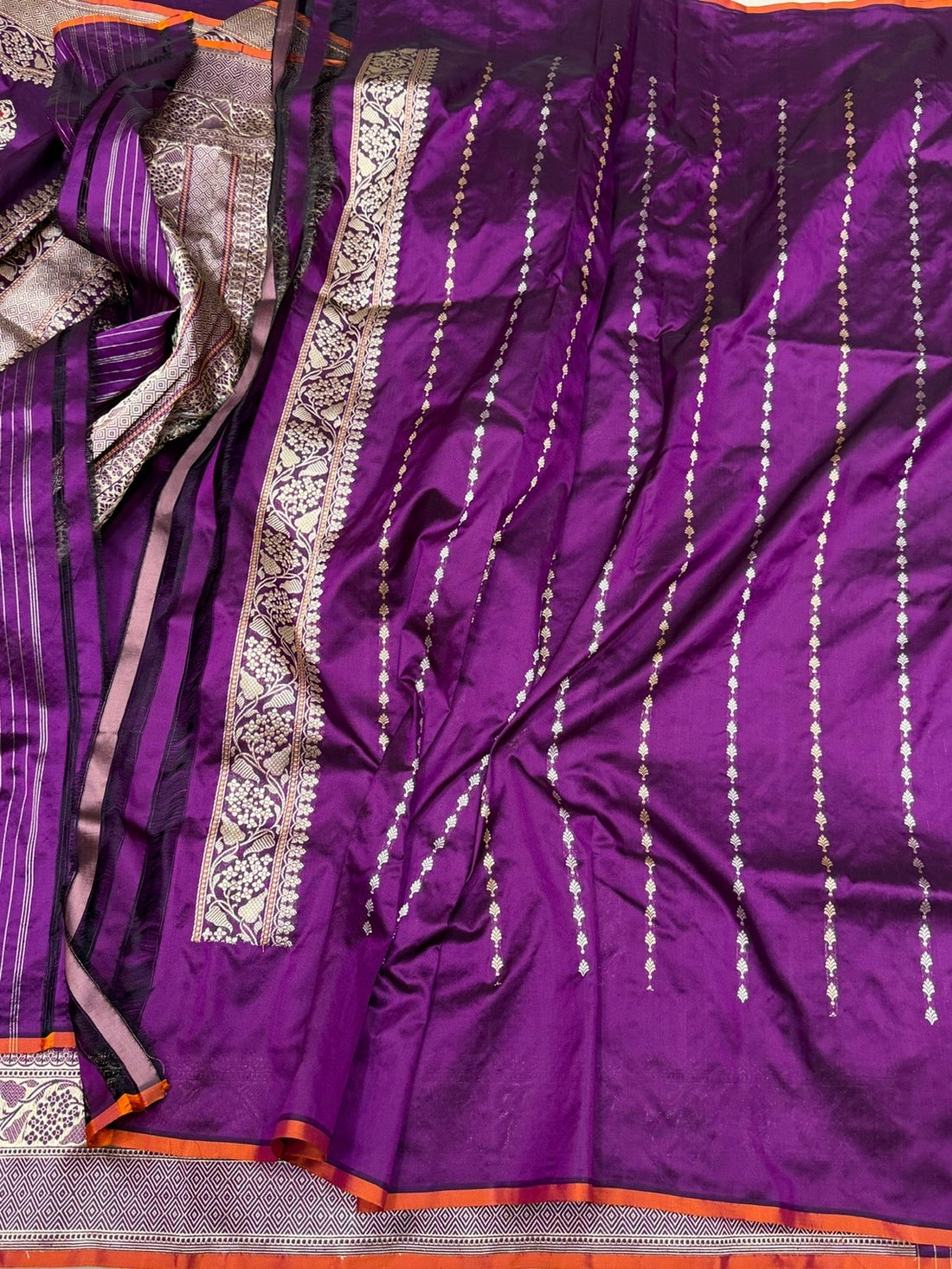 Magenta Handwoven Pure Banarasi Silk Saree – Kadwa Katan Mulberry Silk | Authentic Banaras Handloom